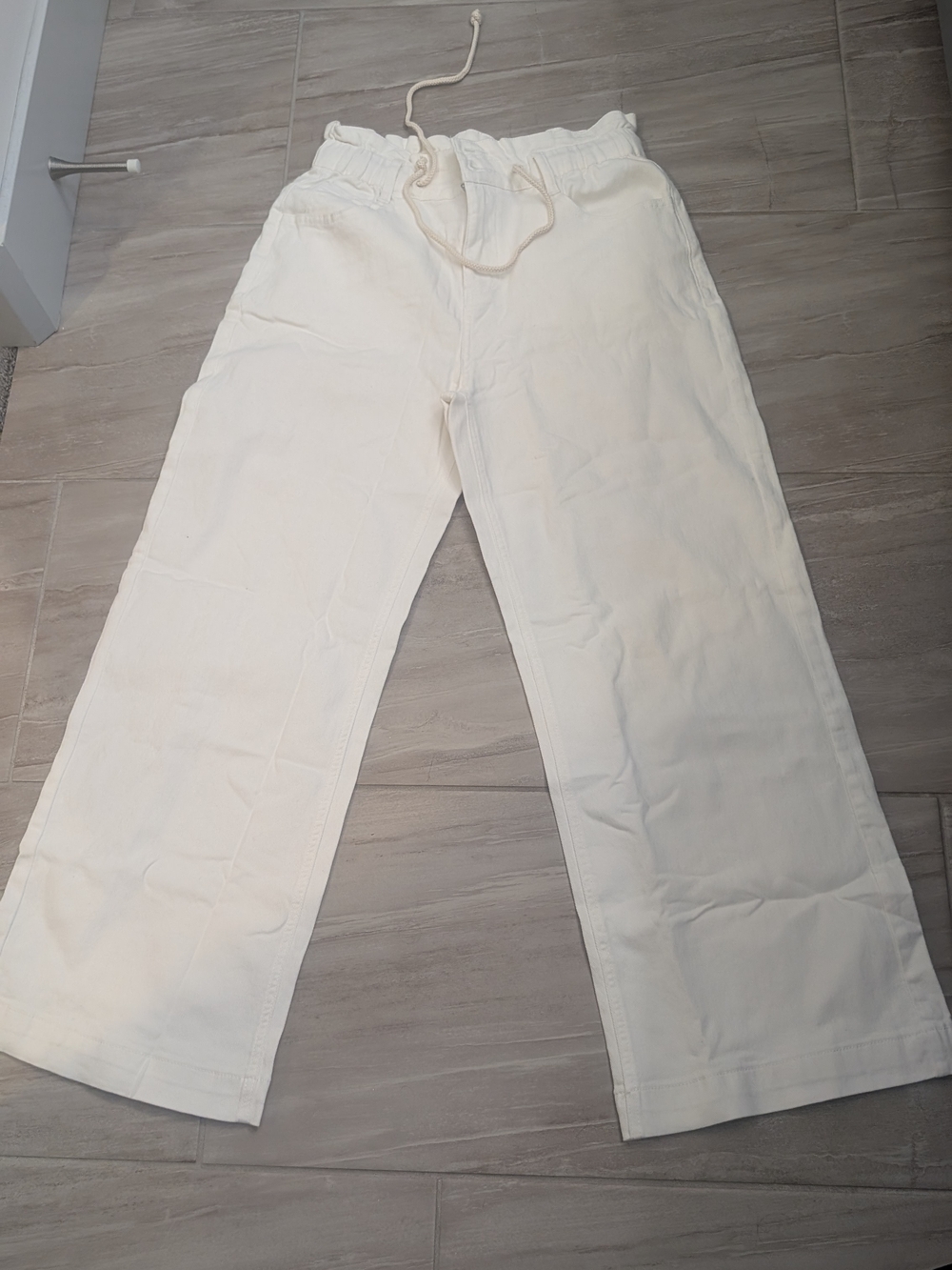 Amazon Cream Wide Leg Drawstring Pants